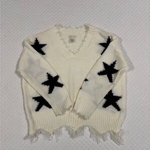Main Strip Cream and Black Star Sweater